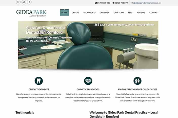 gidea park website - dentists romford